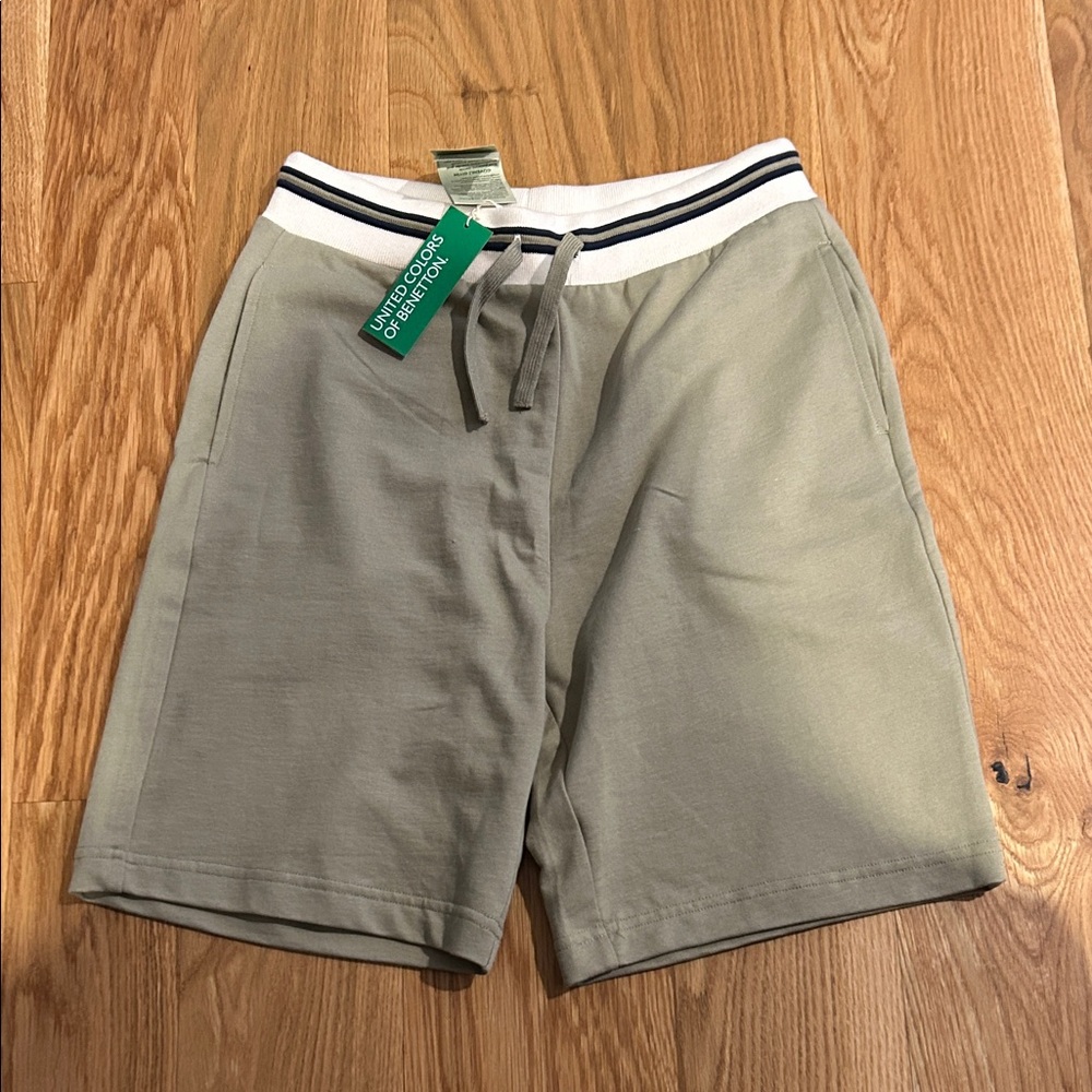 United Colors of Benetton Boy’s  Tan Shorts with Striped Waistband